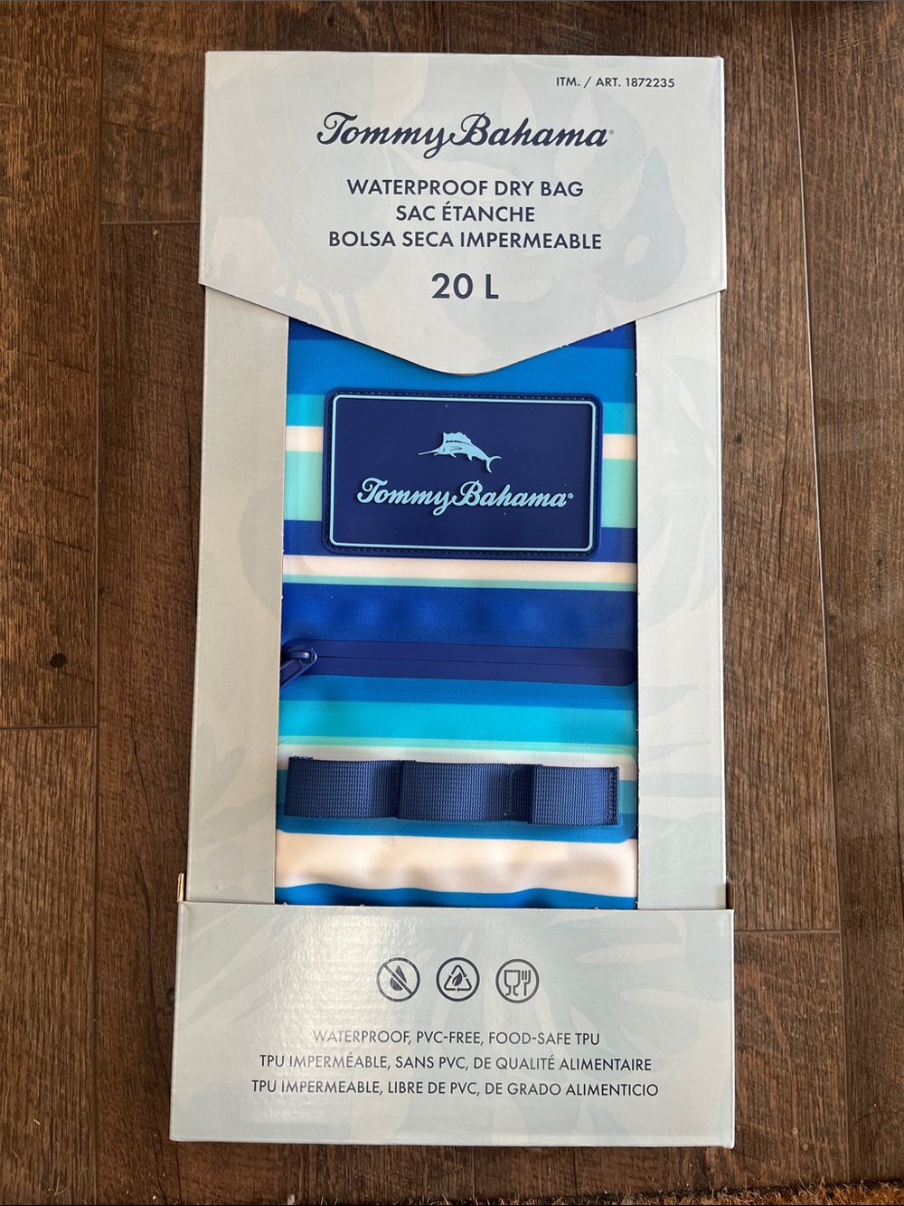 NEW Tommy Bahama Striped Blue & Aqua Waterproof Dry Bag